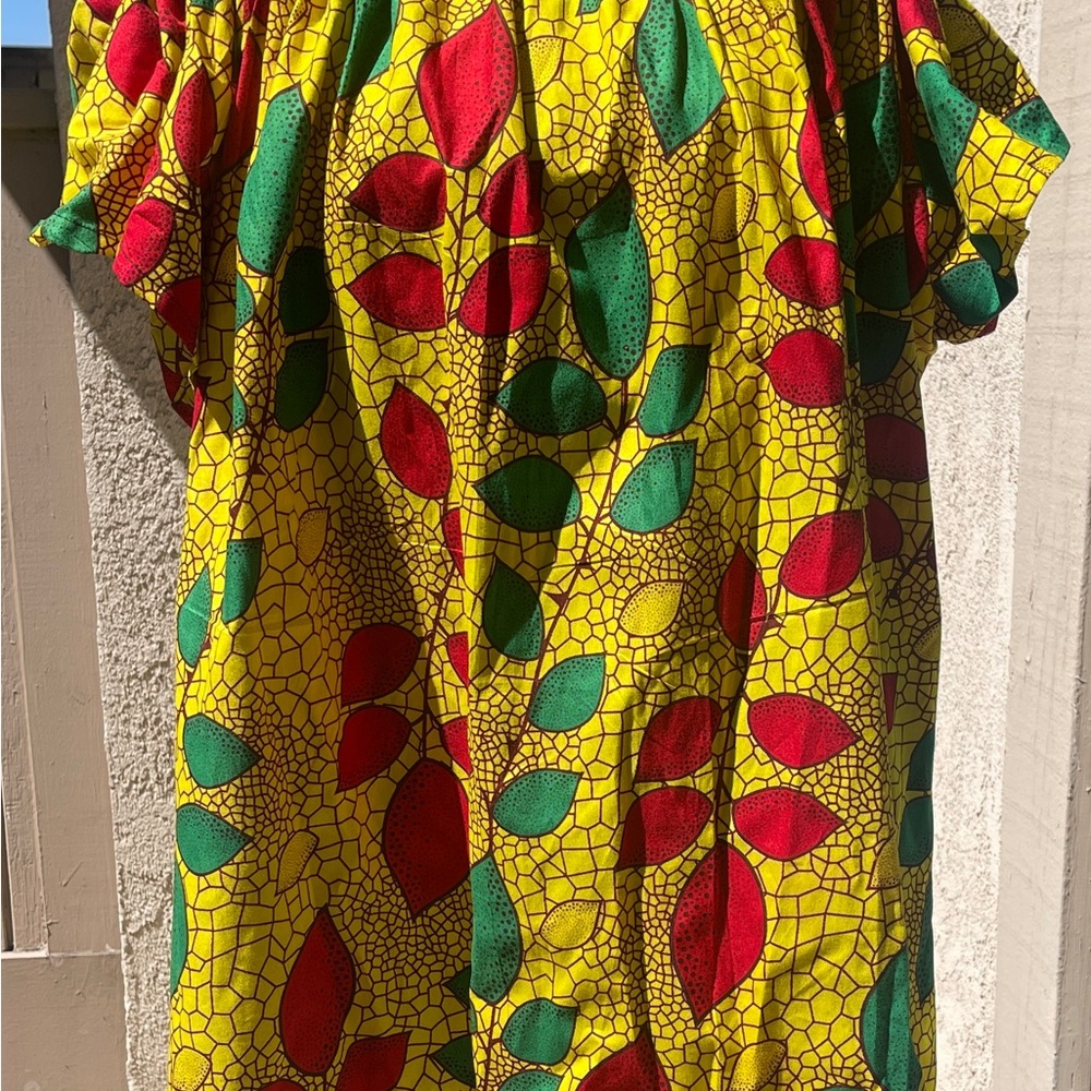 Vibrant Leaf Print Dress